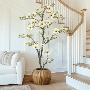 Artificial Magnolia Plant Faux Flower Trees