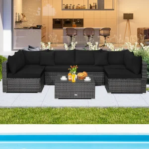 7PCS Patio Rattan Furniture Set